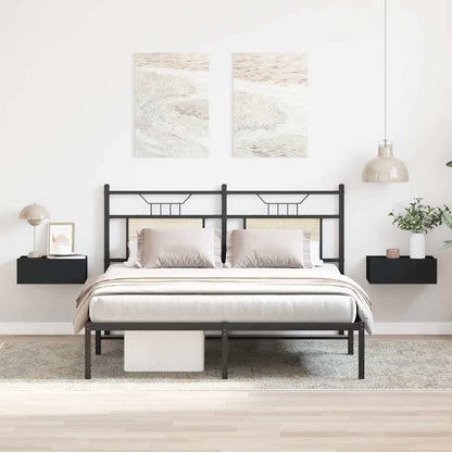 Comodini Pensili 2pz Neri 40x30x15 cm in Legno Multistrato