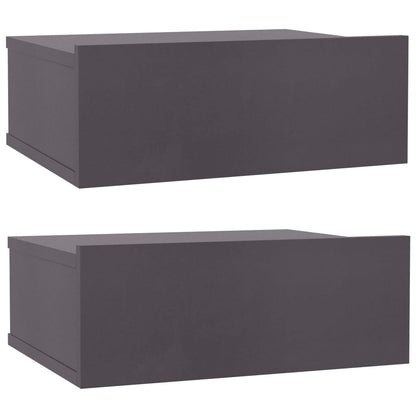 Comodini Pensili 2pz Grigi 40x30x15 cm in Legno Multistrato