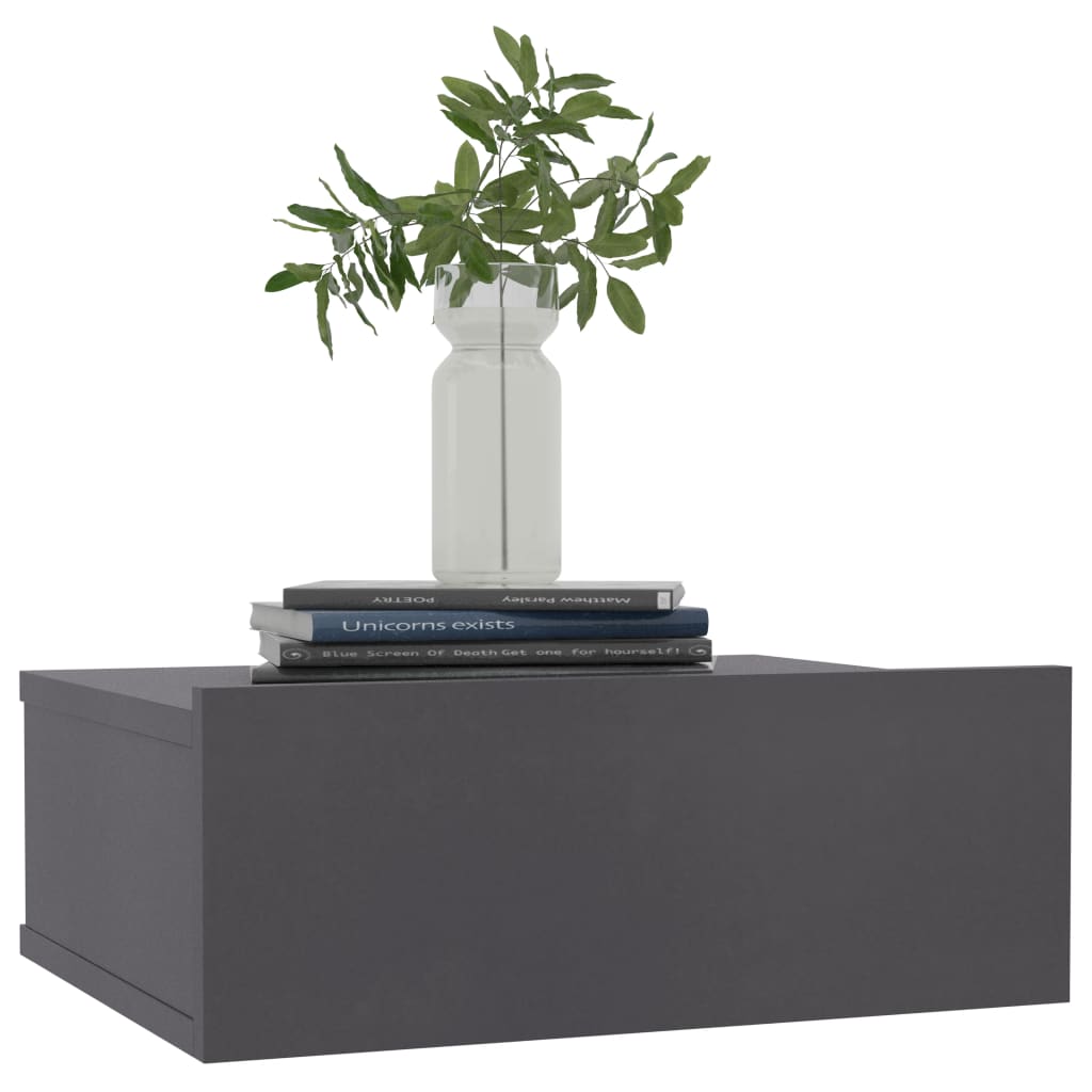 Comodini Pensili 2pz Grigi 40x30x15 cm in Legno Multistrato