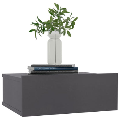 Comodini Pensili 2pz Grigi 40x30x15 cm in Legno Multistrato
