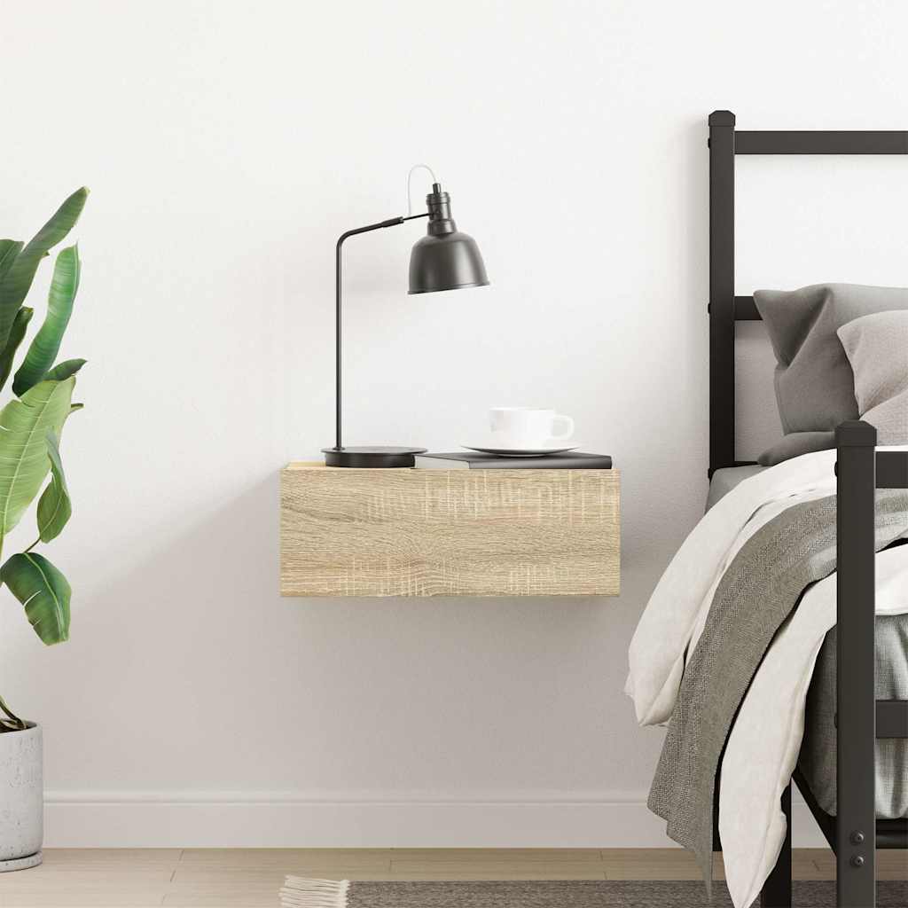 Comodino Pensile Rovere Sonoma 40x30x15 cm in Legno Multistrato