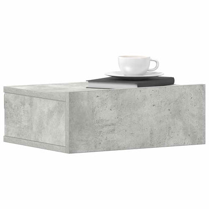 Comodino Pensile Grigio Cemento 40x30x15cm in Legno Multistrato