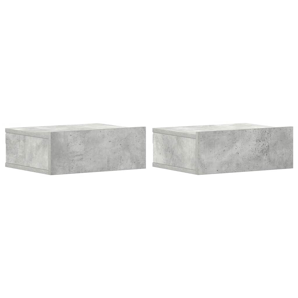 Comodini Pensili 2pz Grigio Cemento 40x30x15 Legno Multistrato