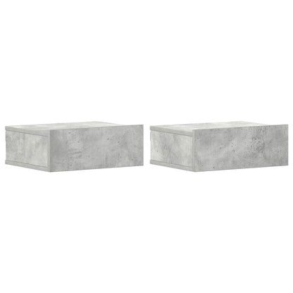 Comodini Pensili 2pz Grigio Cemento 40x30x15 Legno Multistrato