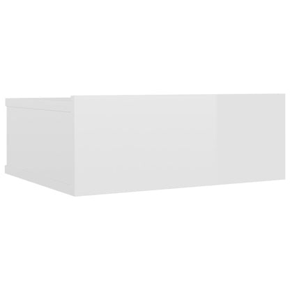 Comodino Pensile Bianco Lucido 40x30x15 cm in Legno Multistrato