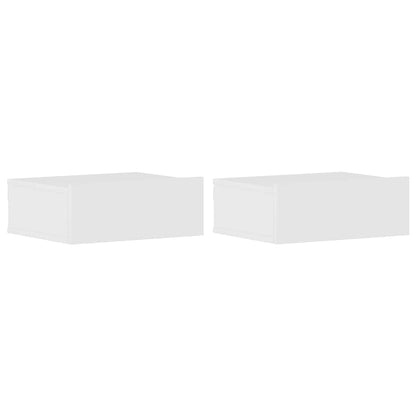 Comodini Pensili 2pz Bianco Lucido 40x30x15cm Legno Multistrato