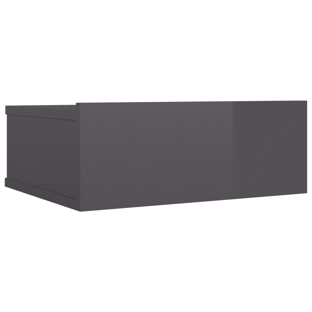 Comodino Pensile Grigio Lucido 40x30x15 cm in Legno Multistrato