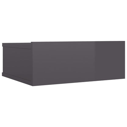 Comodino Pensile Grigio Lucido 40x30x15 cm in Legno Multistrato