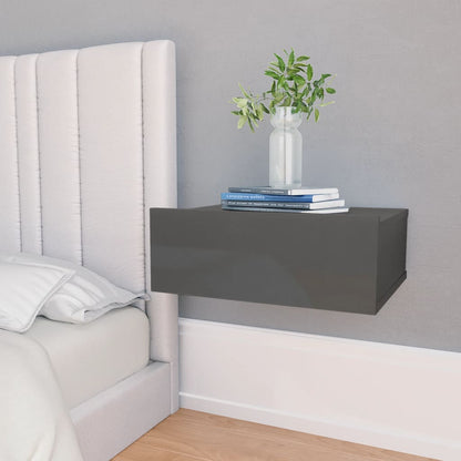 Comodini Pensili 2pz Grigio Lucido 40x30x15cm Legno Multistrato