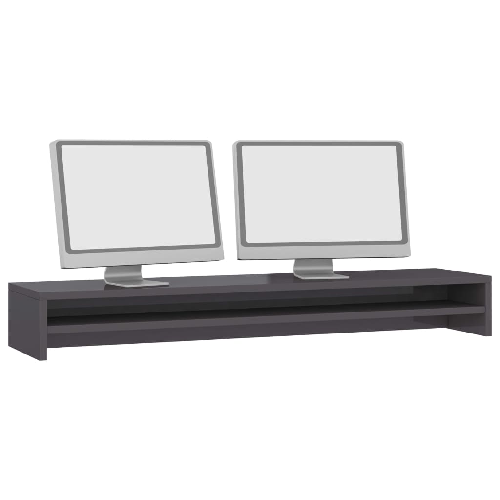 Supporto Monitor Grigio Lucido 100x24x13cm in Legno Multistrato