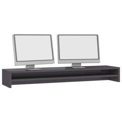 Supporto Monitor Grigio Lucido 100x24x13cm in Legno Multistrato