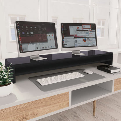Supporto Monitor Grigio Lucido 100x24x13cm in Legno Multistrato