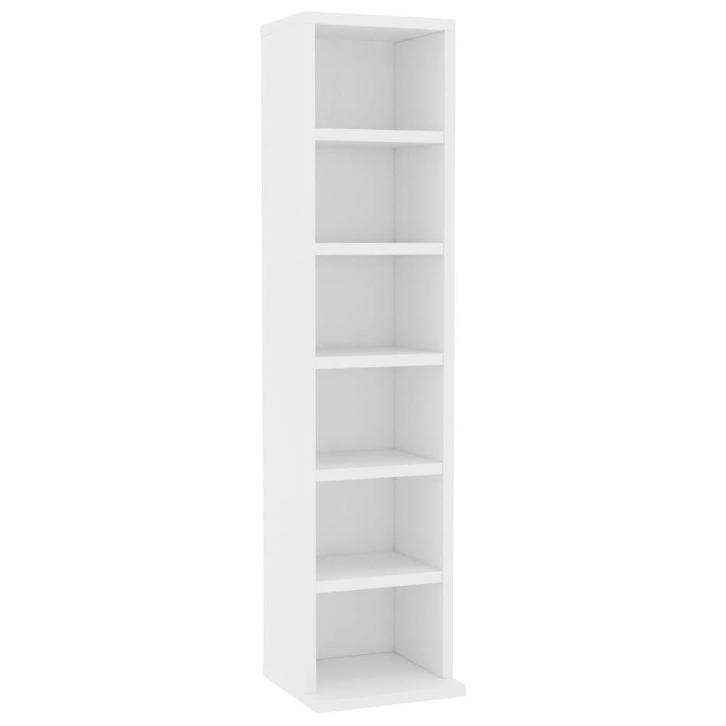 Mobile Porta CD Bianco 21x20x88 cm in Legno Multistrato
