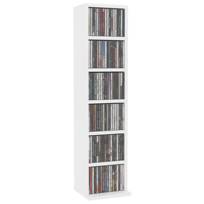 Mobile Porta CD Bianco 21x20x88 cm in Legno Multistrato