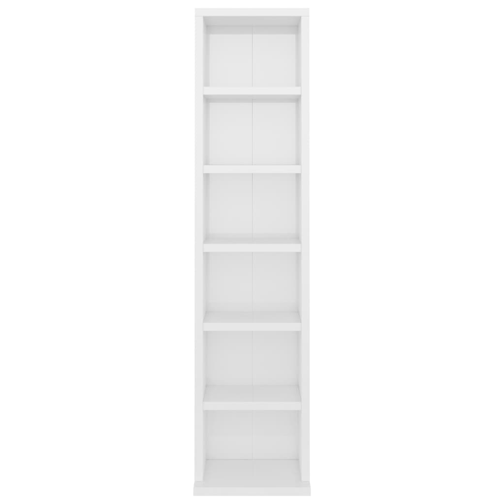 Mobile Porta CD Bianco Lucido 21x20x88 cm in Legno Multistrato