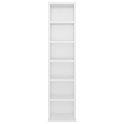 Mobile Porta CD Bianco Lucido 21x20x88 cm in Legno Multistrato