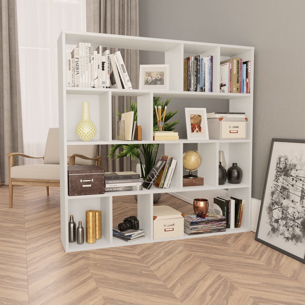 Libreria/Divisorio Bianco 110x24x110 cm in Legno Multistrato