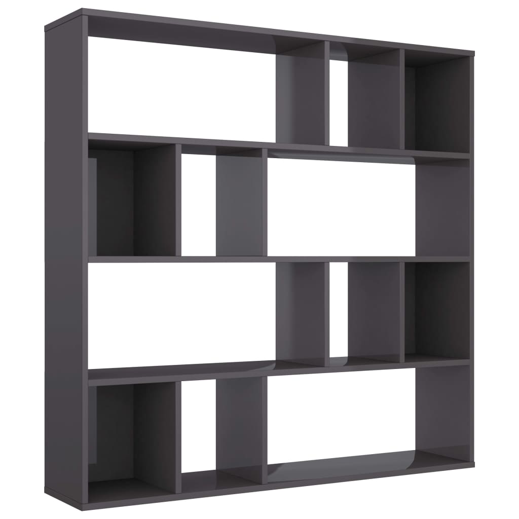 Libreria/Divisorio Grigio Lucido 110x24x110 cm in Multistrato
