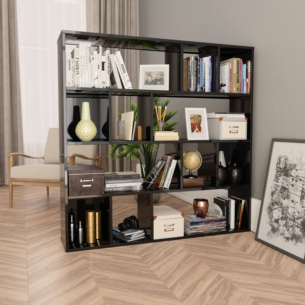 Libreria/Divisorio Grigio Lucido 110x24x110 cm in Multistrato