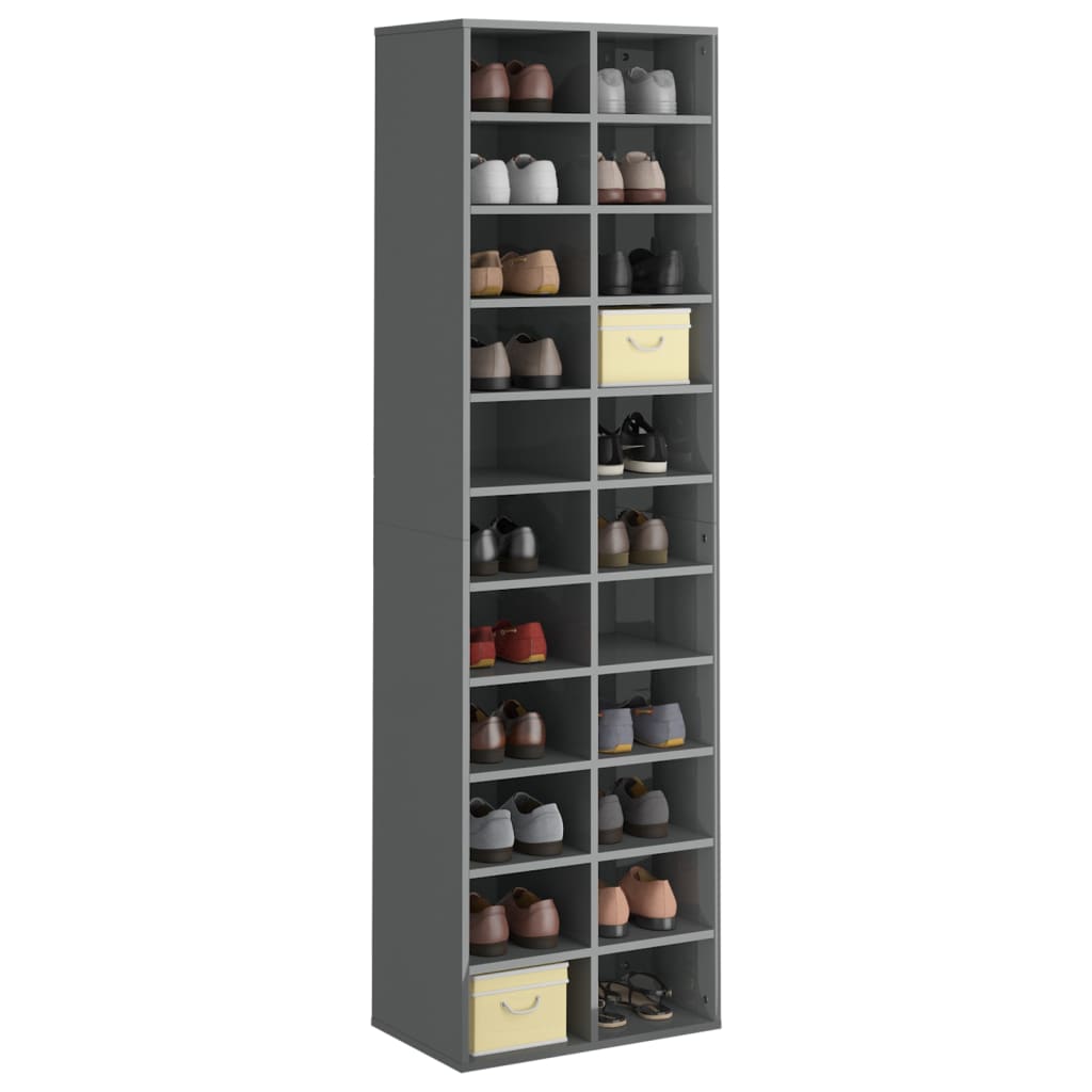 Scarpiera Grigio Lucido 54x34x183 cm in Truciolato