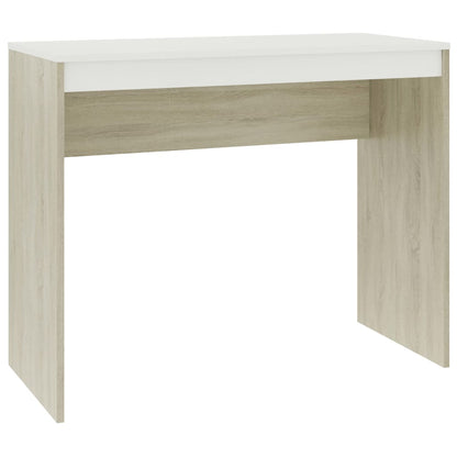 Scrivania Bianco e Rovere 90x40x72 cm in Legno Multistrato