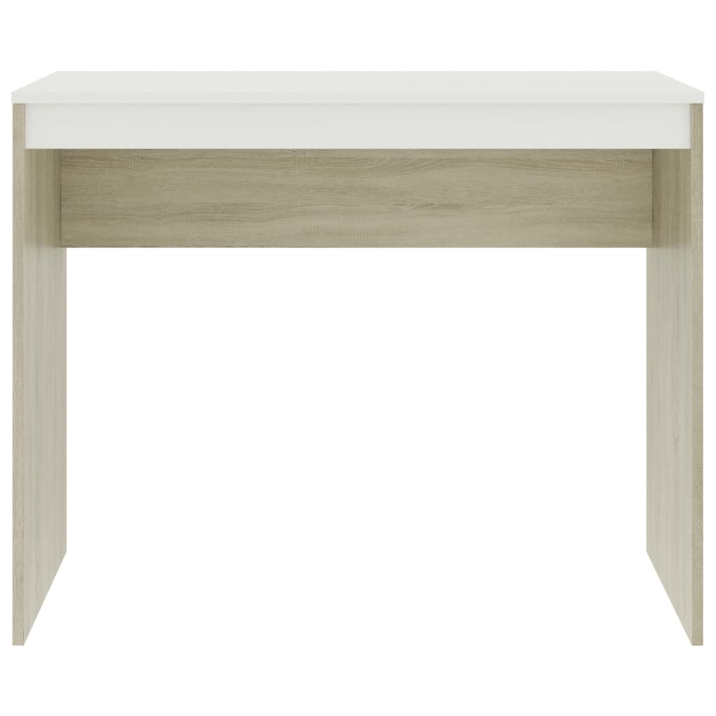 Scrivania Bianco e Rovere 90x40x72 cm in Legno Multistrato