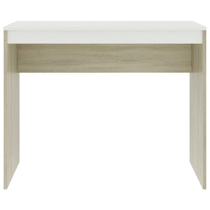 Scrivania Bianco e Rovere 90x40x72 cm in Legno Multistrato