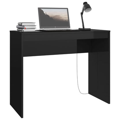 Scrivania Nero Lucido 90x40x72 cm in Legno Multistrato