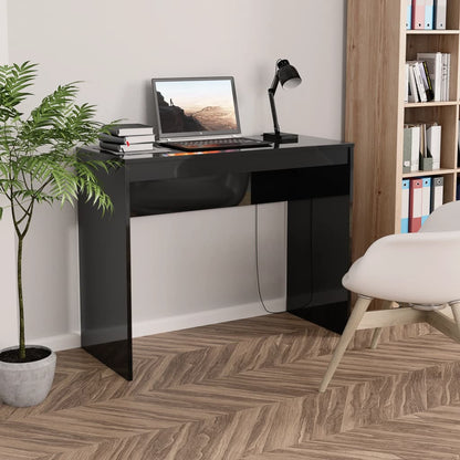 Scrivania Nero Lucido 90x40x72 cm in Legno Multistrato