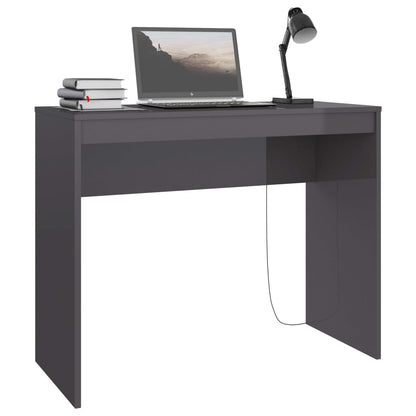 Scrivania Grigio Lucido 90x40x72 cm in Legno Multistrato