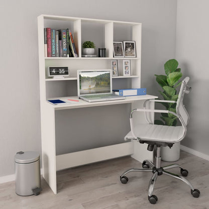 Scrivania con Mensole Bianca 110x45x157 cm in Legno Multistrato