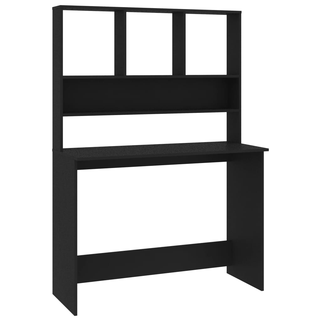 Scrivania con Mensole Nera 110x45x157 cm in Legno Multistrato