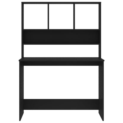 Scrivania con Mensole Nera 110x45x157 cm in Legno Multistrato