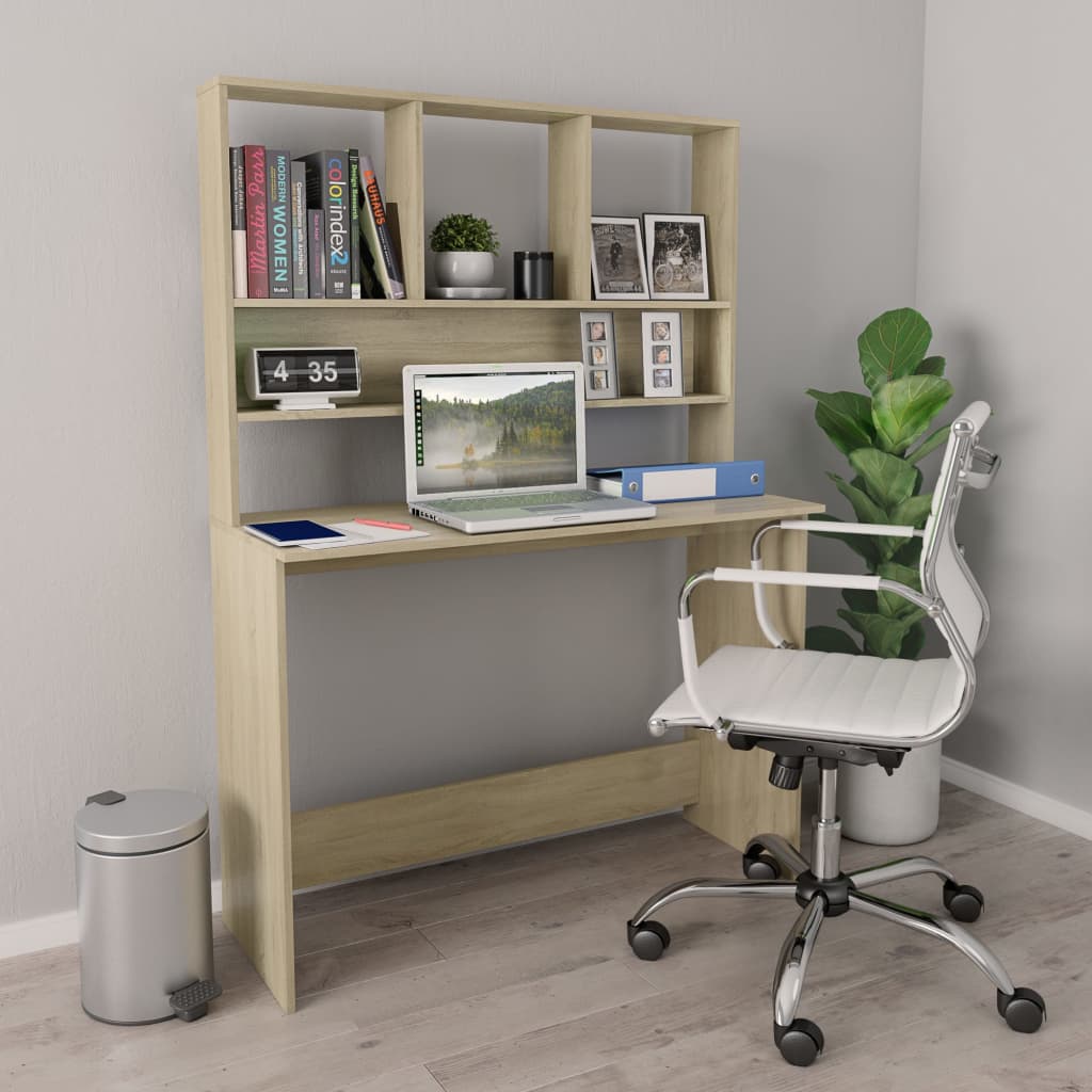 Scrivania e Ripiani Rovere Sonoma 110x45x157 Legno Multistrato