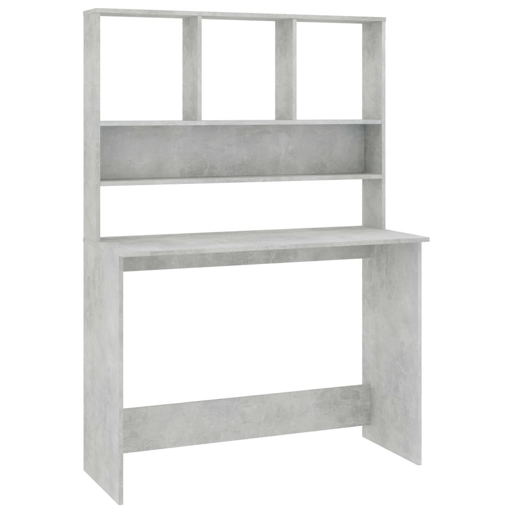 Scrivania Mensole Grigio Cemento 110x45x157cm Legno Multistrato