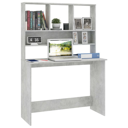 Scrivania Mensole Grigio Cemento 110x45x157cm Legno Multistrato