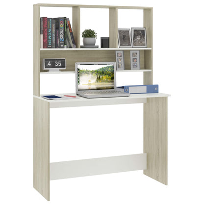 Scrivania e Ripiani Bianco Rovere Sonoma 110x45x157 Multistrato