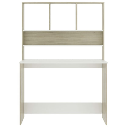 Scrivania e Ripiani Bianco Rovere Sonoma 110x45x157 Multistrato