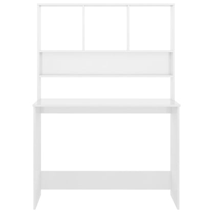 Scrivania Mensole Bianco Lucido 110x45x157 cm Legno Multistrato