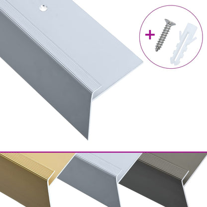 Profili a F per Gradini 15 pz in Alluminio 90 cm Argento