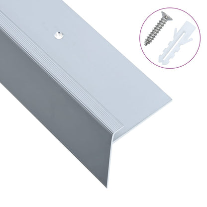Profili a F per Gradini 15 pz in Alluminio 100 cm Argento