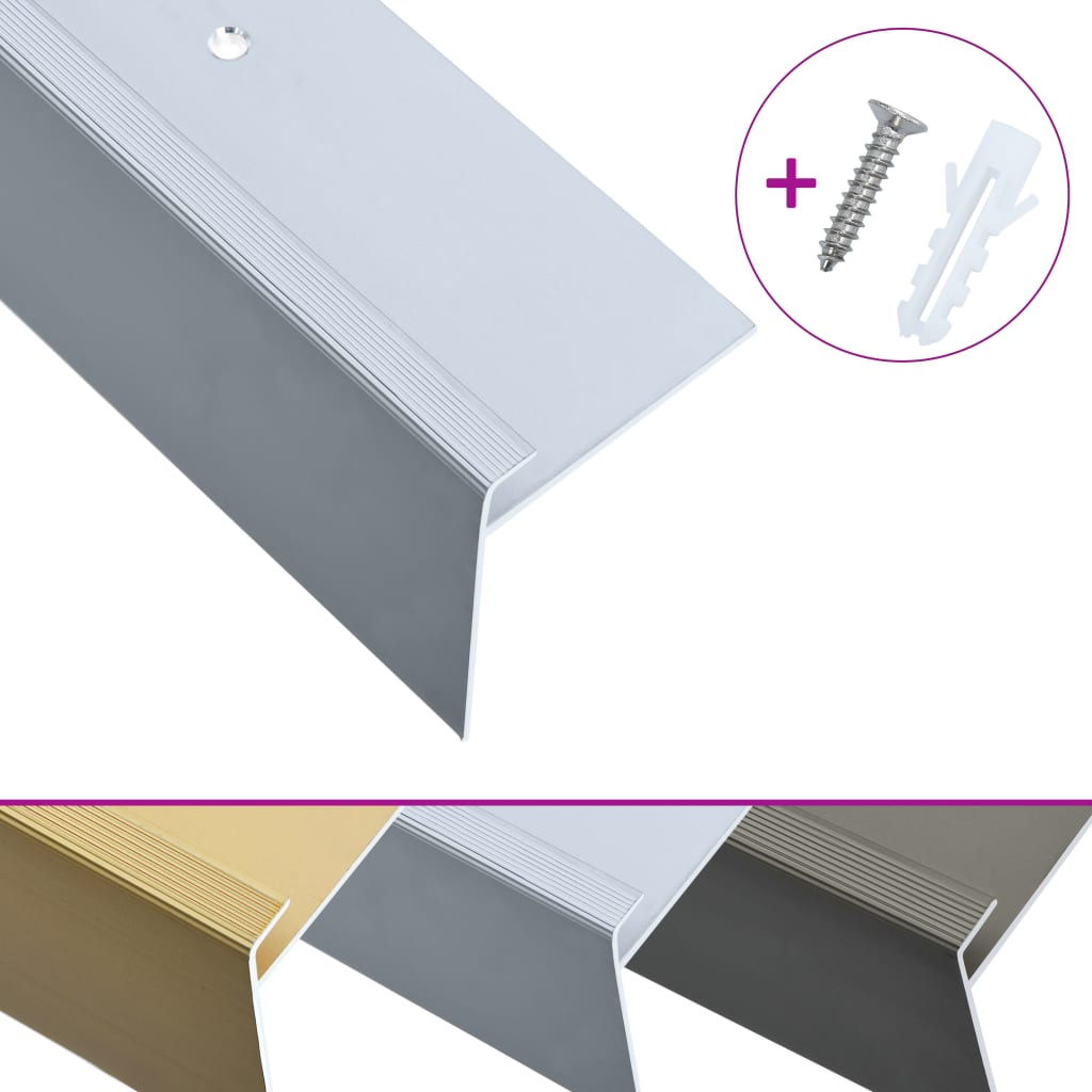 Profili a F per Gradini 15 pz in Alluminio 100 cm Argento