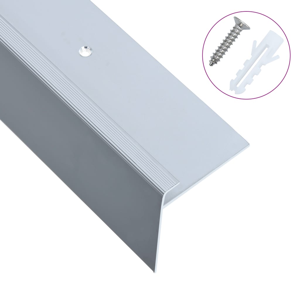 Profili a F per Gradini 15 pz in Alluminio 134 cm Argento