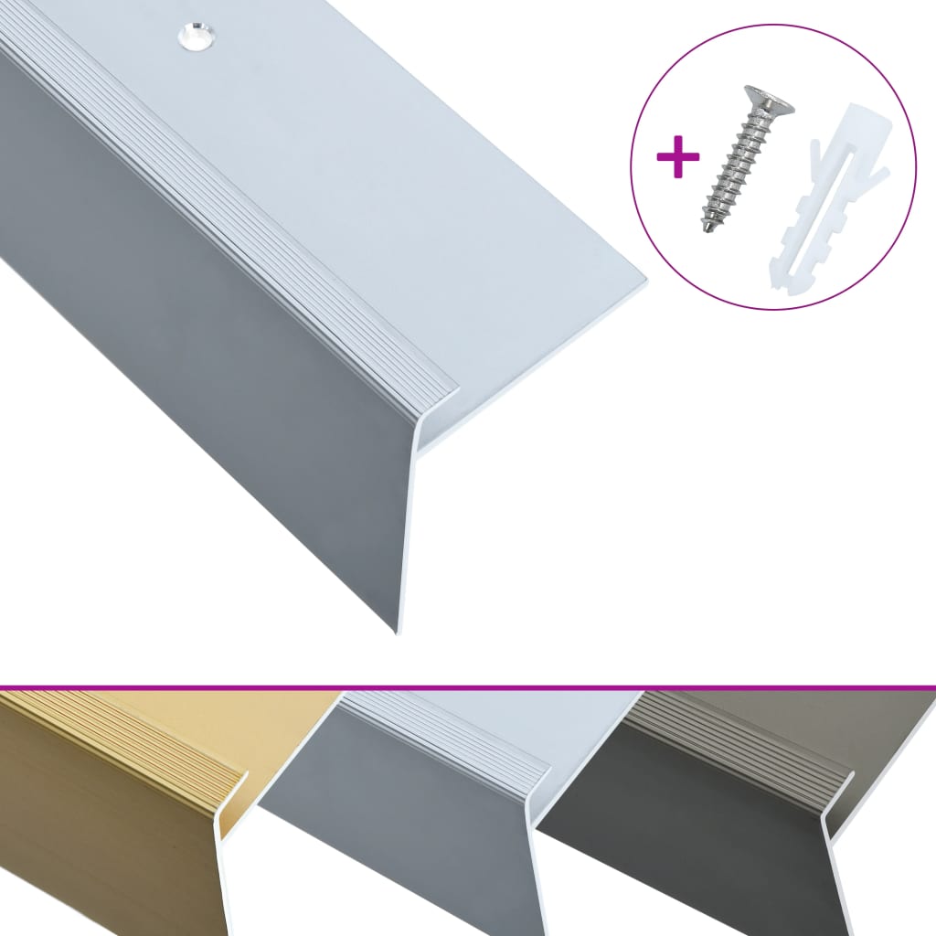 Profili a F per Gradini 15 pz in Alluminio 134 cm Argento