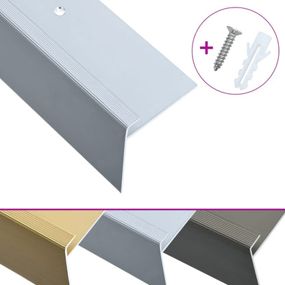 Profili a F per Gradini 15 pz in Alluminio 134 cm Argento