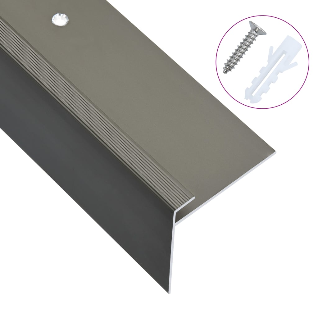 Profili a F per Gradini 15 pz in Alluminio 134cm Marrone