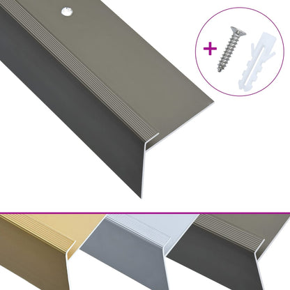 Profili a F per Gradini 15 pz in Alluminio 134cm Marrone