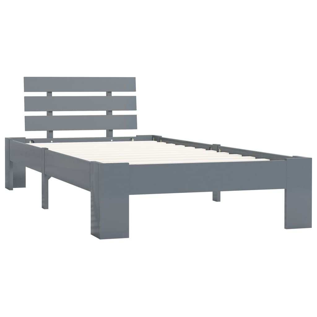 Giroletto senza Materasso Grigio 90x200 cm in Legno di Pino