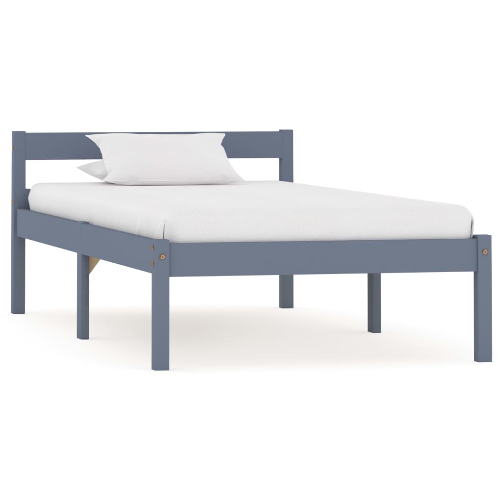 Giroletto senza Materasso Grigio 90x200 cm in Legno di Pino