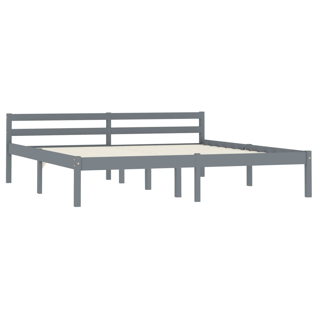 Giroletto senza Materasso Grigio 160x200 cm Legno Massello Pino